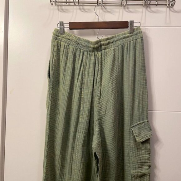 NWT New In Cotton Cargo Joggers Pull On Pants Green Size Large - Picture 8 of 16